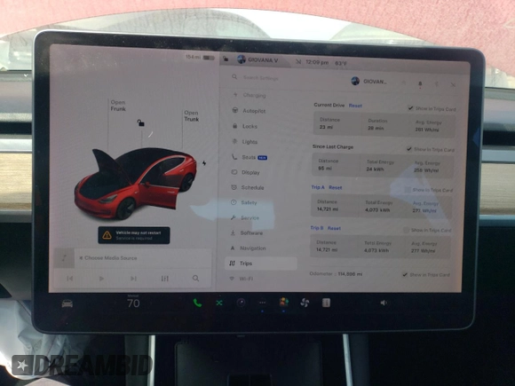 2018 Tesla Model 3 Long Range Battery with VIN 5YJ3E1EAXJF047285, listed as a Copart auction lot 87875175 with 114,896 mi miles and Salvage Title. Bid and sale history available at DreamBid. Image 9.
