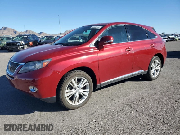 2010 Lexus RX 450h with VIN JTJZB1BA1A2002890, listed as a Copart auction lot 80060764 with 106,880 mi miles and Salvage Title. Bid and sale history available at DreamBid. Image 1.