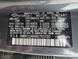 2022 Hyundai Kona Preferred with VIN KM8K22AB6NU763750, listed as a Copart auction lot 41881265 with 44,761 mi miles and Salvage Title. Bid and sale history available at carsss.com. Image 12.