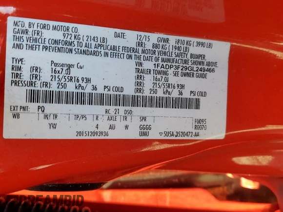 2016 Ford Focus SE with VIN 1FADP3F29GL249466, listed as a Copart auction lot 49906635 with 83,478 mi miles and Salvage Title. Bid and sale history available at carsss.com. Image 15.