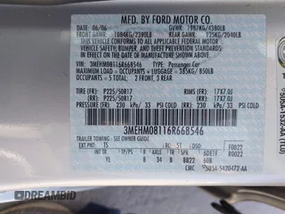 2006 Mercury Milan Premier with VIN 3MEHM08116R668546, listed as a IAAI auction lot 42080624 with 76,294 mi miles and . Bid and sale history available at carsss.com. Image 9.