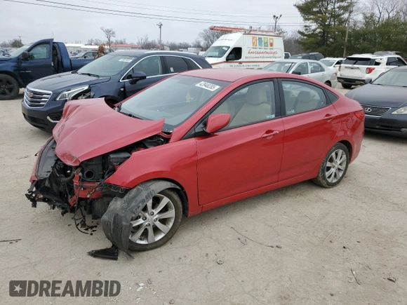 2013 Hyundai Accent GLS with VIN KMHCU4AE4DU451767, listed as a Copart auction lot 43948285 with 40,878 mi miles and Salvage Title. Bid and sale history available at DreamBid. Image 1.