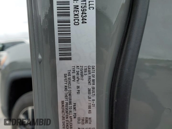 2021 Jeep Compass Trailhawk with VIN 3C4NJDDB9MT594344, listed as a Copart auction lot 58821455 with 80,039 mi miles and Salvage title. Bid and sale history available at DreamBid. Image 13.