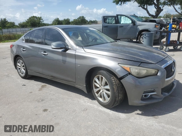 2015 Infiniti Q50 with VIN JN1BV7AP9FM332795, listed as a Copart auction lot 63416925 with 106,986 mi miles and Salvage title. Bid and sale history available at DreamBid. Image 4.