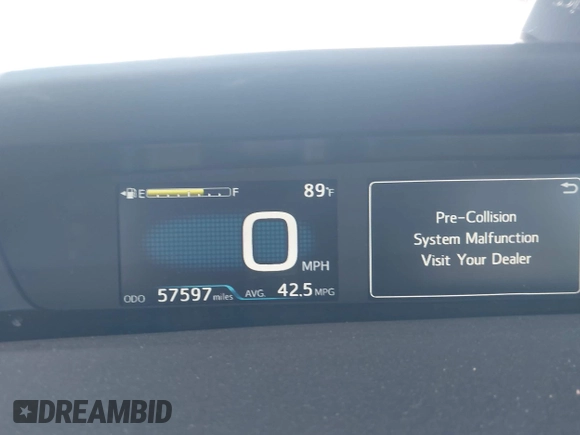 2018 Toyota Prius Two with VIN JTDKBRFU6J3068322, listed as a IAAI auction lot 42001483 with 57,597 mi miles. Bid and sale history available at carsss.com. Image 7.