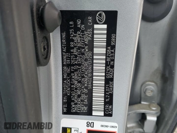 2022 Lexus ES 350 z VIN 58ADZ1B16NU137290, wystawiony jako Copart lot #53819995 z przebiegiem 28 349 mil mil oraz Szkody całkowita. Historia ofert i sprzedaży dostępna na DreamBid. Obrazek 12.