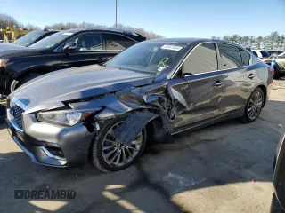 2020 Infiniti Q50 3.0t LUXE with VIN JN1EV7AR7LM253927, listed as a Copart auction lot 82897484 with 43,373 mi miles and Salvage Title. Bid and sale history available at carsss.com. Image 1.