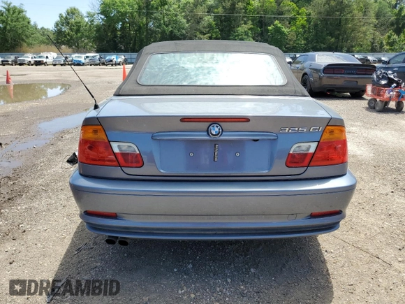 2002 BMW 3 Series 325Ci with VIN WBABS33462PG82685, listed as a Copart auction lot 55332725 with 121,614 mi miles and Salvage Title. Bid and sale history available at DreamBid. Image 6.