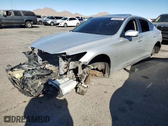 2018 Infiniti Q50 Luxe with VIN JN1EV7AP3JM592096, listed as a Copart auction lot 41879355 with Not Provided miles and Salvage Title. Bid and sale history available at DreamBid. Image 1.