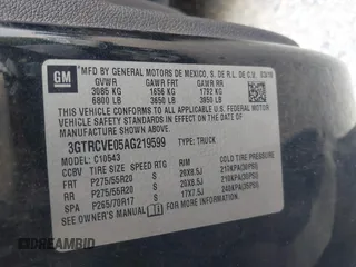 2010 GMC Sierra 1500 SLE z VIN 3GTRCVE05AG219599, wystawiony jako IAAI lot #42426390 z przebiegiem 208 238 mil mil oraz . Historia ofert i sprzedaży dostępna na DreamBid. Obrazek 9.