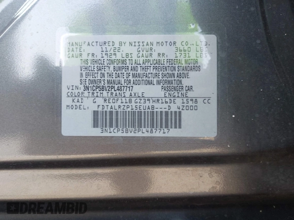 2023 Nissan Kicks S z VIN 3N1CP5BV2PL487717, wystawiony jako IAAI lot #42228018 z przebiegiem 44 419 mil mil oraz . Historia ofert i sprzedaży dostępna na DreamBid. Obrazek 9.