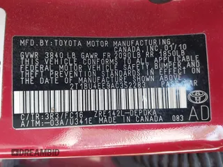 2010 Toyota Corolla with VIN 2T1BU4EE9AC352283, listed as a IAAI auction lot 42211274 with 206,158 mi miles and . Bid and sale history available at carsss.com. Image 9.
