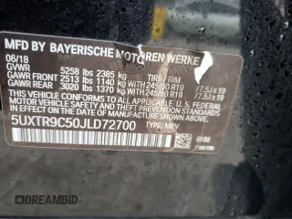 2018 BMW X3 xDrive30i with VIN 5UXTR9C50JLD72700, listed as a Copart auction lot 51927025 with 100,638 mi miles and Salvage Title. Bid and sale history available at DreamBid. Image 12.