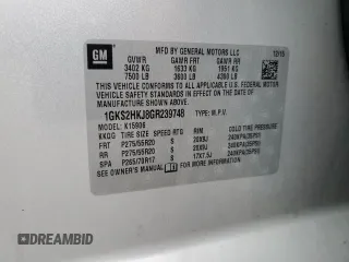 2016 GMC Yukon XL Denali with VIN 1GKS2HKJ8GR239748, listed as a Copart auction lot 71852054 with 112,471 mi miles and Salvage Title. Bid and sale history available at carsss.com. Image 14.