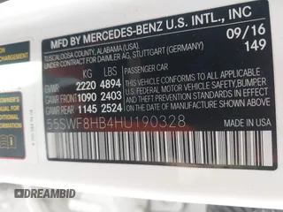 2017 Mercedes-Benz C 63 S AMG z VIN 55SWF8HB4HU190328, wystawiony jako IAAI lot #41681196 z przebiegiem 42 211 mil mil oraz . Historia ofert i sprzedaży dostępna na DreamBid. Obrazek 9.