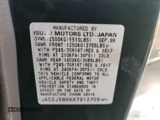 1999 Isuzu Trooper S z VIN JACDJ58X6X7912709, wystawiony jako Copart lot #75357874 z przebiegiem 138 332 mil mil oraz Szkoda całkowita • Salvage title. Historia ofert i sprzedaży dostępna na DreamBid. Obrazek 15.