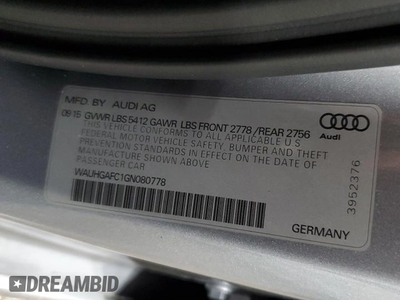 2016 Audi A6 Prestige z VIN WAUHGAFC1GN080778, wystawiony jako Copart lot #60999185 z przebiegiem 62 447 mil mil oraz Szkoda całkowita • Salvage title. Historia ofert i sprzedaży dostępna na DreamBid. Obrazek 12.