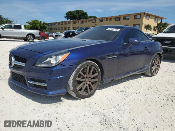 2013 Mercedes-Benz SLK 250 with VIN WDDPK4HA1DF055417, listed as a Copart auction lot 62498335 with 74,296 mi miles and Salvage title. Bid and sale history available at DreamBid. Image 1.