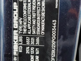 2023 Fisker Ocean One z VIN VCF1ZBU2XPG003443, wystawiony jako Copart lot #50072055 z przebiegiem 7805 mil mil oraz Szkody całkowita. Historia ofert i sprzedaży dostępna na DreamBid. Obrazek 14.