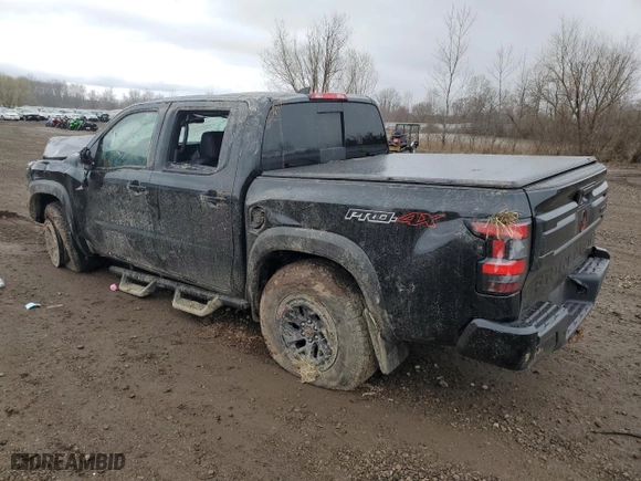 2025 Nissan Frontier PRO-4X with VIN 1N6ED1EK1SN606744, listed as a Copart auction lot 50168825 with 7,434 mi miles and Salvage Title. Bid and sale history available at carsss.com. Image 2.