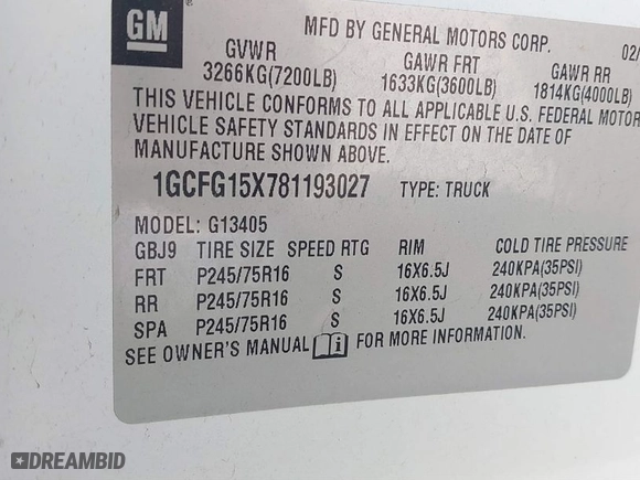 2008 Chevrolet Express Cargo Van with VIN 1GCFG15X781193027, listed as a IAAI auction lot 41403123 with 32,841 mi miles. Bid and sale history available at carsss.com. Image 9.