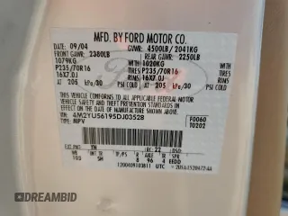 2005 Mercury Mariner Luxury z VIN 4M2YU56195DJ03528, wystawiony jako Copart lot #83315034 z przebiegiem 118 696 mil mil oraz Szkoda całkowita • Salvage title. Historia ofert i sprzedaży dostępna na DreamBid. Obrazek 15.