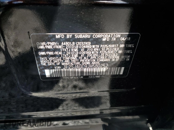 2018 Subaru Forester Premium with VIN JF2SJAGC9JH580252, listed as a Copart auction lot 50807295 with 74,539 mi miles and Salvage Title. Bid and sale history available at carsss.com. Image 14.