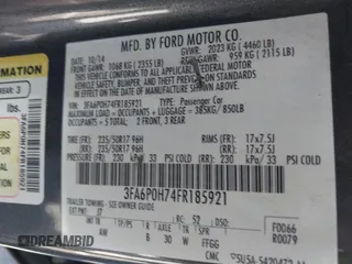 2015 Ford Fusion SE with VIN 3FA6P0H74FR185921, listed as a IAAI auction lot 41745943 with 143,083 mi miles. Bid and sale history available at carsss.com. Image 9.