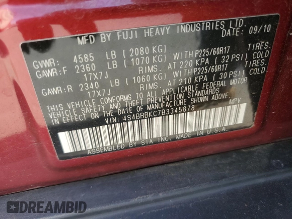 2011 Subaru Outback Limited Power Moon with VIN 4S4BRBKC7B3345878, listed as a Copart auction lot 61871205 with 157,879 mi miles and Salvage title. Bid and sale history available at DreamBid. Image 14.