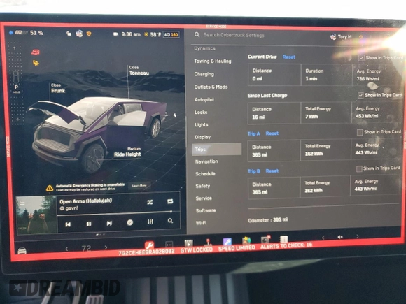 2024 Tesla Cybertruck Cyberbeast z VIN 7G2CEHEE9RA028082, wystawiony jako Copart lot #83783394 z przebiegiem 365 mil mil oraz Szkody całkowita. Historia ofert i sprzedaży dostępna na DreamBid. Obrazek 9.