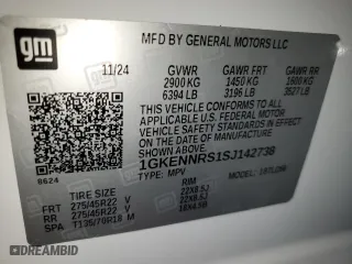 2025 GMC Acadia AWD Elevation with VIN 1GKENNRS1SJ142738, listed as a Copart auction lot 43687685 with 356 mi miles and Salvage Title. Bid and sale history available at carsss.com. Image 13.