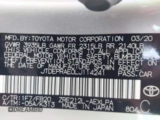 2020 Toyota Corolla LE with VIN JTDEPRAE0LJ114241, listed as a IAAI auction lot 41762404 with 44,571 mi miles. Bid and sale history available at carsss.com. Image 9.