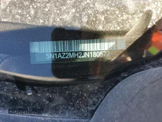 2018 Nissan Murano SL with VIN 5N1AZ2MH2JN180572, listed as a Copart auction lot 48704955 with 61,022 mi miles and Salvage Title. Bid and sale history available at DreamBid. Image 13.