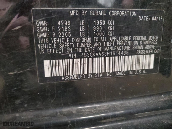 2017 Subaru Impreza with VIN 4S3GKAA63H1614435, listed as a Copart auction lot 82300704 with 133,554 mi miles and Salvage Title. Bid and sale history available at carsss.com. Image 13.