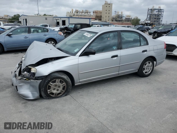 2001 Honda Civic LX with VIN JHMES16551S008527, listed as a Copart auction lot 51445275 with 0 mi miles and Salvage Title. Bid and sale history available at carsss.com. Image 1.
