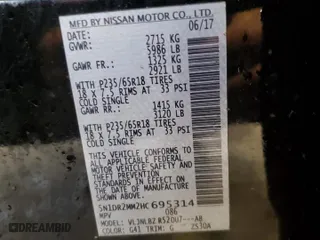 2017 Nissan Pathfinder S with VIN 5N1DR2MM2HC695314, listed as a Copart auction lot 50187525 with 101,088 mi miles and Salvage Title. Bid and sale history available at carsss.com. Image 12.