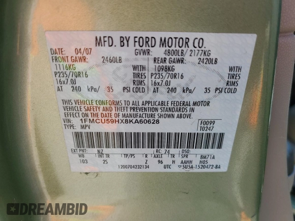 2008 Ford Escape Hybrid z VIN 1FMCU59HX8KA60628, wystawiony jako Copart lot #52756555 z przebiegiem 166 214 mil mil oraz Czysty tytuł • Clean title. Historia ofert i sprzedaży dostępna na DreamBid. Obrazek 12.