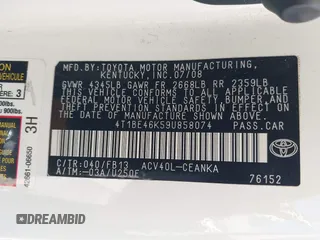 2009 Toyota Camry with VIN 4T1BE46K59U858074, listed as a IAAI auction lot 42201126 with 118,875 mi miles and . Bid and sale history available at DreamBid. Image 9.