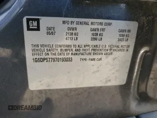 2007 Cadillac CTS with VIN 1G6DP577970193033, listed as a Copart auction lot 75684544 with 0 mi miles and Salvage Title. Bid and sale history available at carsss.com. Image 14.