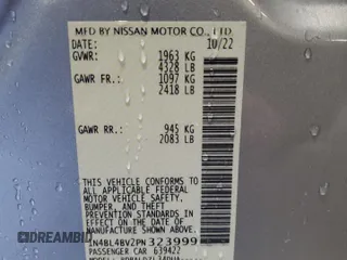2023 Nissan Altima S with VIN 1N4BL4BV2PN323999, listed as a Copart auction lot 52350635 with 62,699 mi miles and Salvage Title. Bid and sale history available at carsss.com. Image 12.