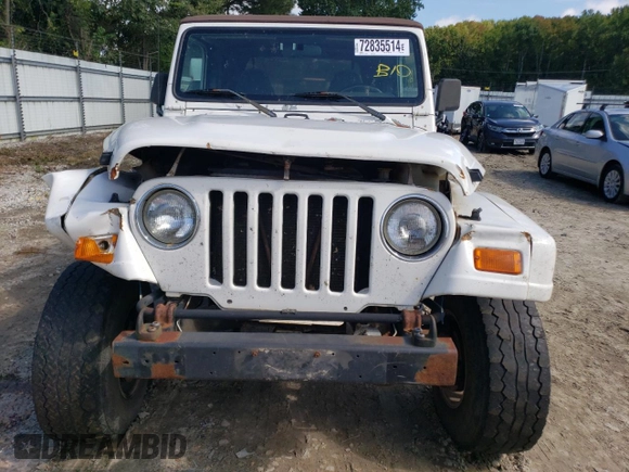 2001 Jeep Wrangler Sahara with VIN 1J4FA59SX1P338887, listed as a Copart auction lot 72835514 with 0 mi miles and Salvage Title. Bid and sale history available at carsss.com. Image 5.