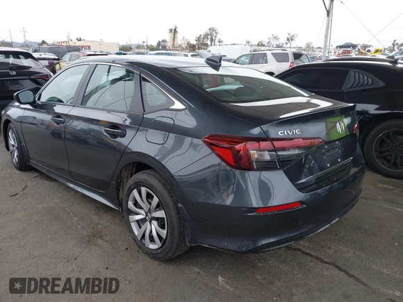 2025 Honda Civic Sedan LX with VIN 2HGFE2F28SH568111, listed as a IAAI auction lot 41740309 with 666 mi miles. Bid and sale history available at carsss.com. Image 3.