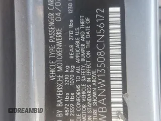 2008 BMW 5 Series 535i with VIN WBANW13508CN56172, listed as a Copart auction lot 50490425 with Not Provided miles and Salvage Title. Bid and sale history available at carsss.com. Image 13.