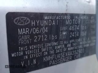 2004 Hyundai XG with VIN KMHFU45EX4A352931, listed as a Copart auction lot 78867574 with 120,223 mi miles and Salvage Title. Bid and sale history available at carsss.com. Image 12.