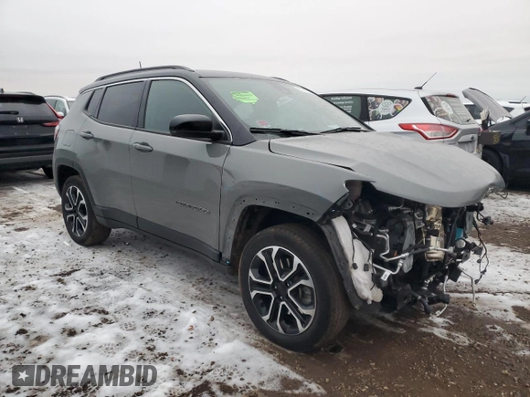 2023 Jeep Compass (RED) Edition with VIN 3C4NJDCN9PT515349, listed as a Copart auction lot 85512134 with 10,720 mi miles and Salvage Title. Bid and sale history available at carsss.com. Image 4.