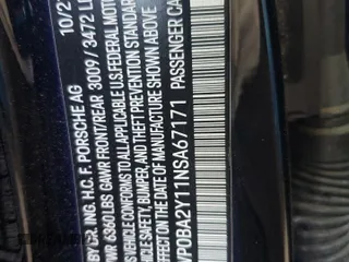 2022 Porsche Taycan 4 z VIN WP0BA2Y11NSA67171, wystawiony jako Copart lot #59885844 z przebiegiem 22 760 mil mil oraz Szkoda całkowita • Salvage title. Historia ofert i sprzedaży dostępna na DreamBid. Obrazek 12.