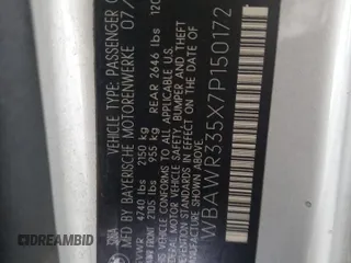 2007 BMW 3 Series 328i с VIN WBAWR335X7P150172, выставлен на аукционе Copart как лот 85607964 с пробегом 114 878 миль миль и Списание • Salvage title. История ставок и продаж доступна на DreamBid. Изображение 12.