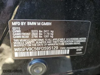 2015 BMW M5 with VIN WBSFV9C56FD595129, listed as a Copart auction lot 41926774 with 65,936 mi miles. Bid and sale history available at carsss.com. Image 12.