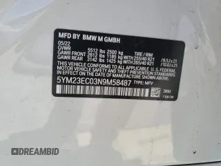 2022 BMW X4 M z VIN 5YM23EC03N9M58487, wystawiony jako Copart lot #68849224 z przebiegiem 22 827 mil mil oraz Szkoda całkowita • Salvage title. Historia ofert i sprzedaży dostępna na DreamBid. Obrazek 14.