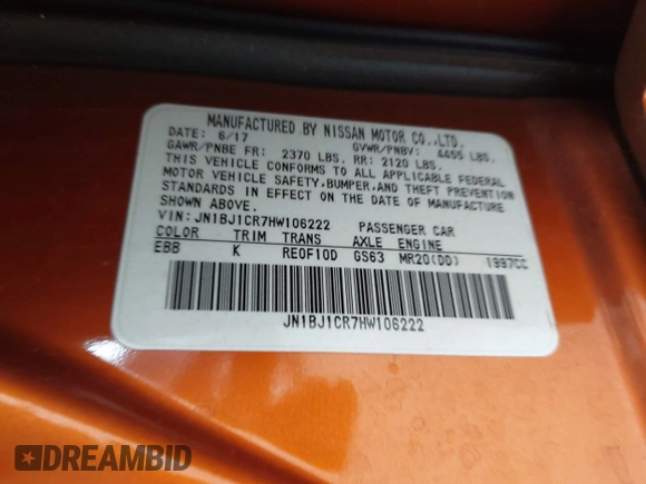 2017 Nissan Rogue Sport SL with VIN JN1BJ1CR7HW106222, listed as a IAAI auction lot 42085022 with 87,389 mi miles. Bid and sale history available at carsss.com. Image 9.